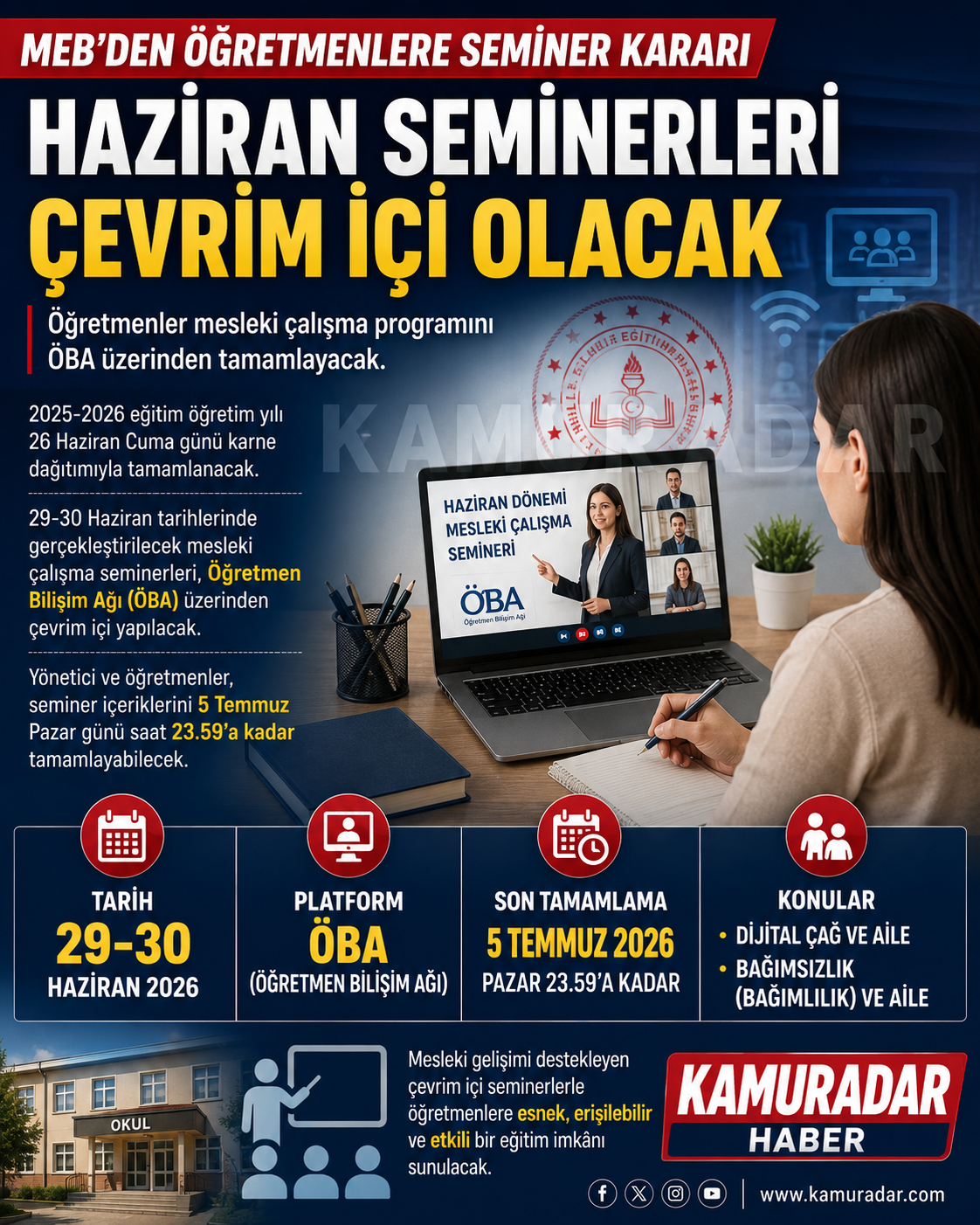 ÖĞRETMENLERİN HAZİRAN SEMİNERLERİ ÇEVRİM İÇİ YAPILACAK