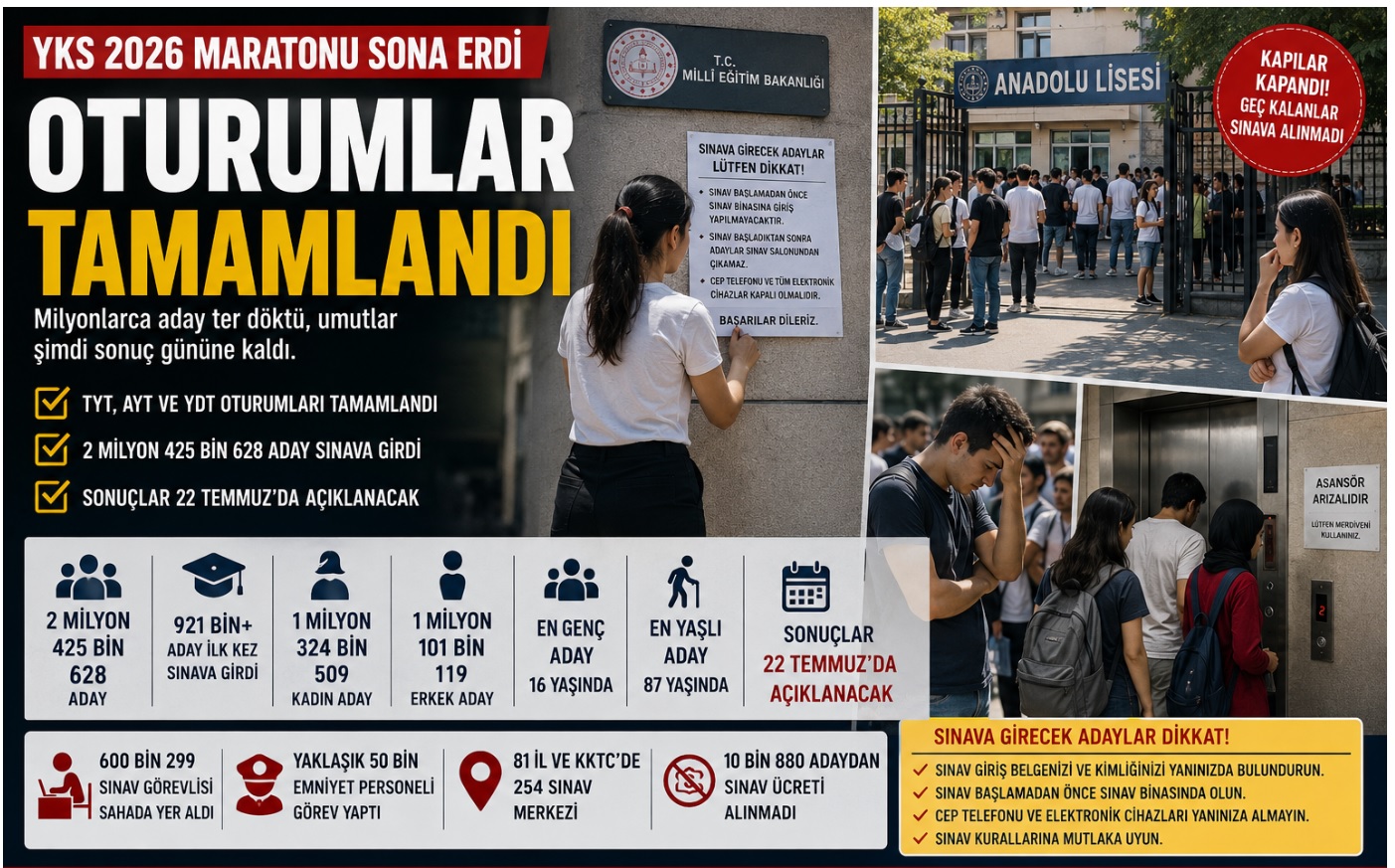YKS MARATONU SONA ERDİ: KİMİ SON SANİYEDE YETİŞTİ, KİMİ KAPIDA KALDI