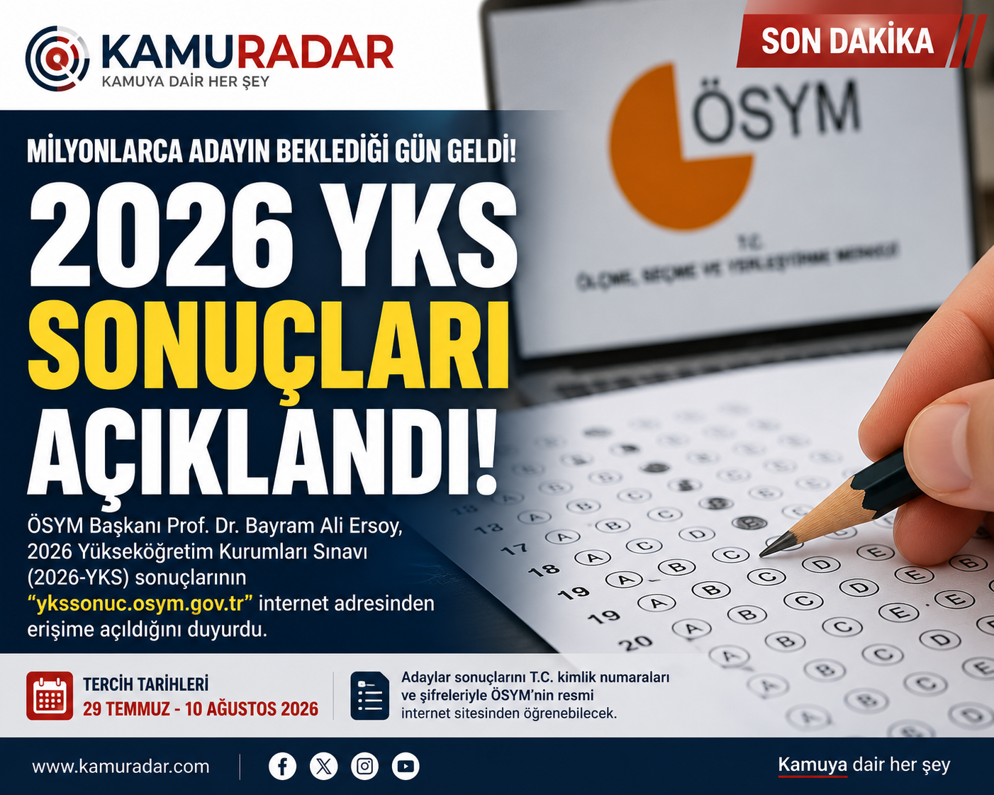 Milyonlarca Adayın Beklediği Gün Geldi! 2026 YKS Sonuçları Açıklandı