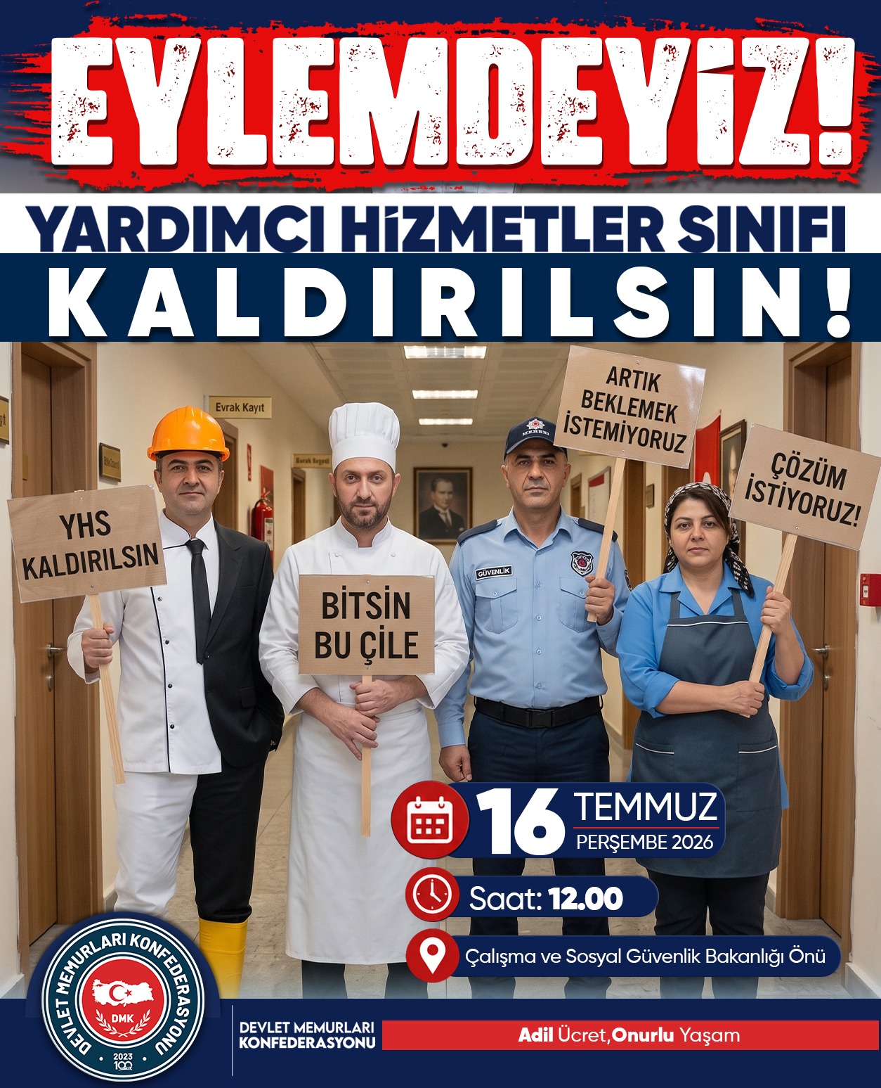 YARDIMCI HİZMETLER SINIFI İÇİN ANKARA’DA EYLEM ÇAĞRISI