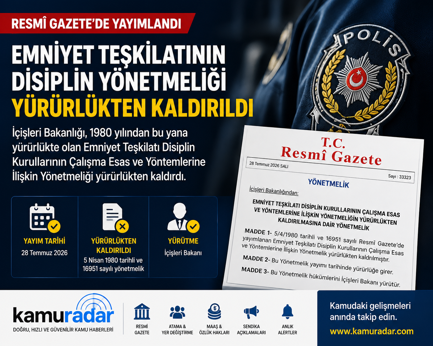 1980’den Bu Yana Yürürlükteydi: Emniyet Teşkilatının Disiplin Yönetmeliği Kaldırıldı
