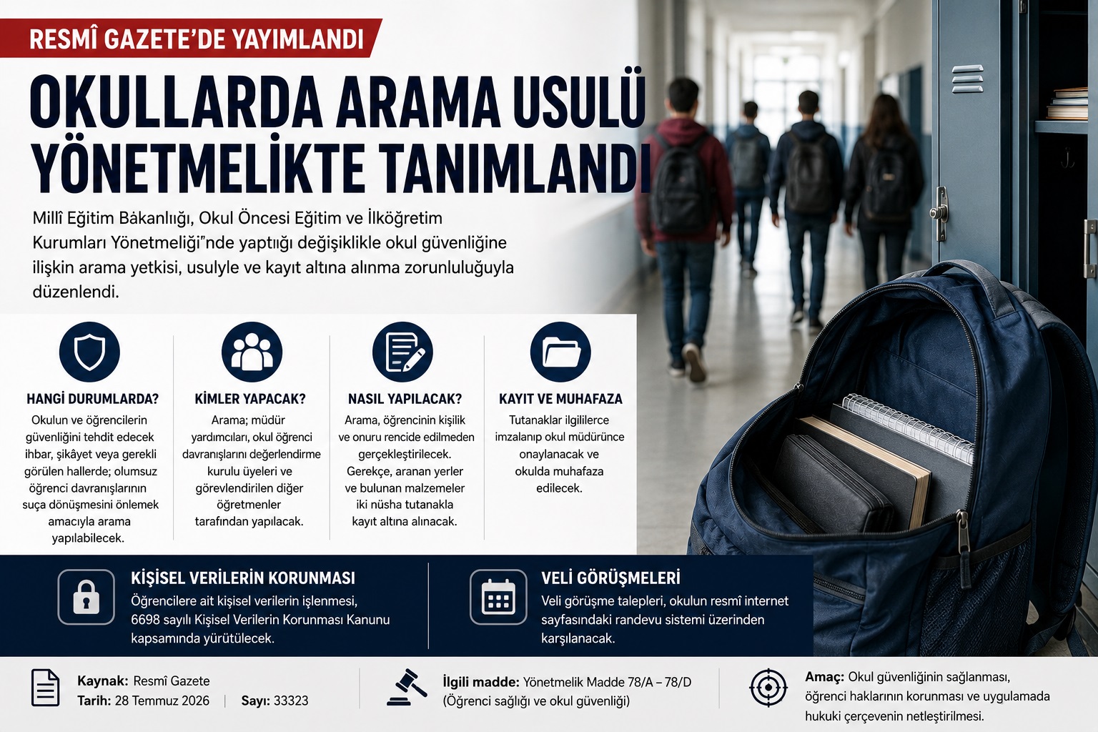 MEB’den Okul Güvenliğinde Yeni Düzenleme: Okullarda Aramanın Usulü Yönetmeliğe Girdi