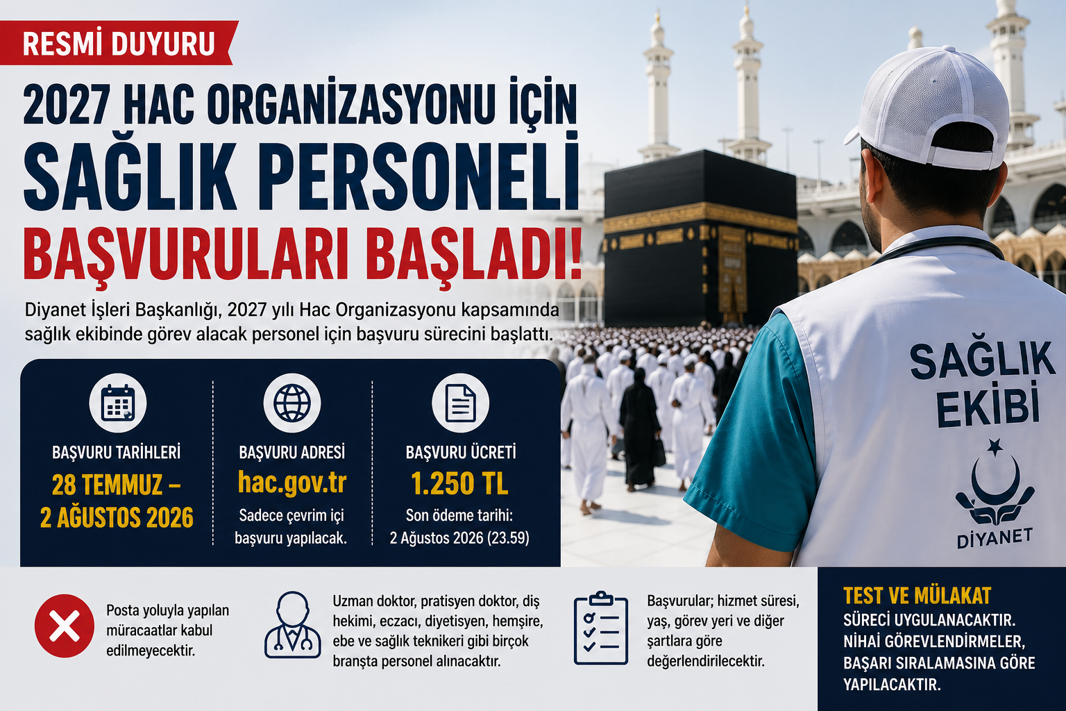 2027 Hac Organizasyonu İçin Sağlık Personeli Başvuruları Başladı