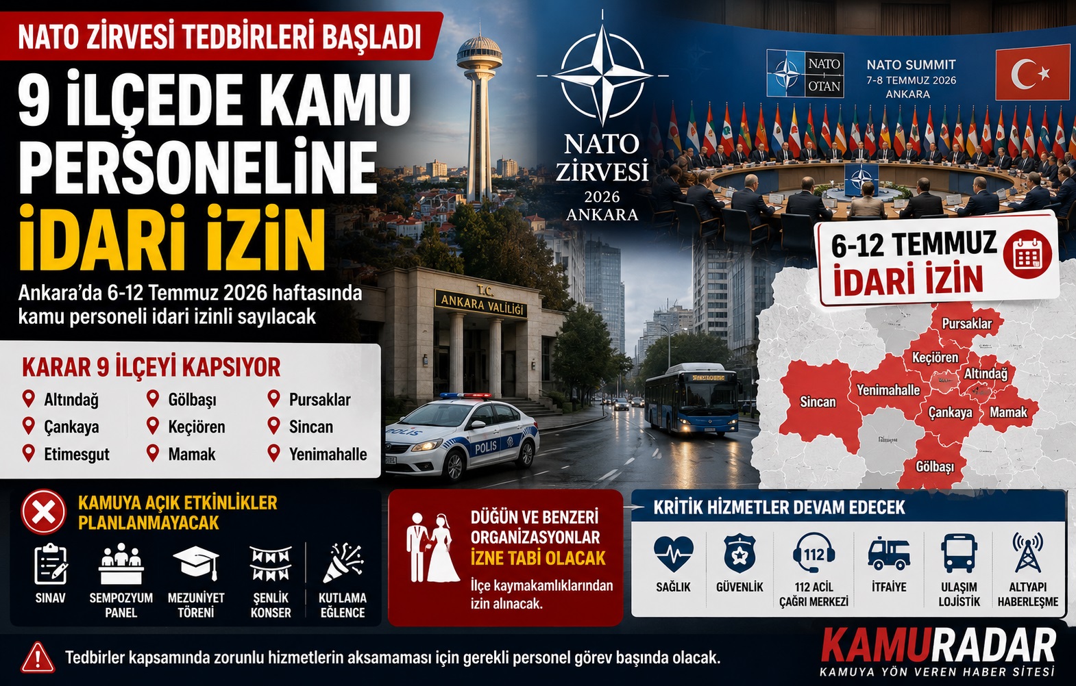 NATO ZİRVESİ TEDBİRLERİ BAŞLADI: 9 İLÇEDE KAMU PERSONELİNE İDARİ İZİN