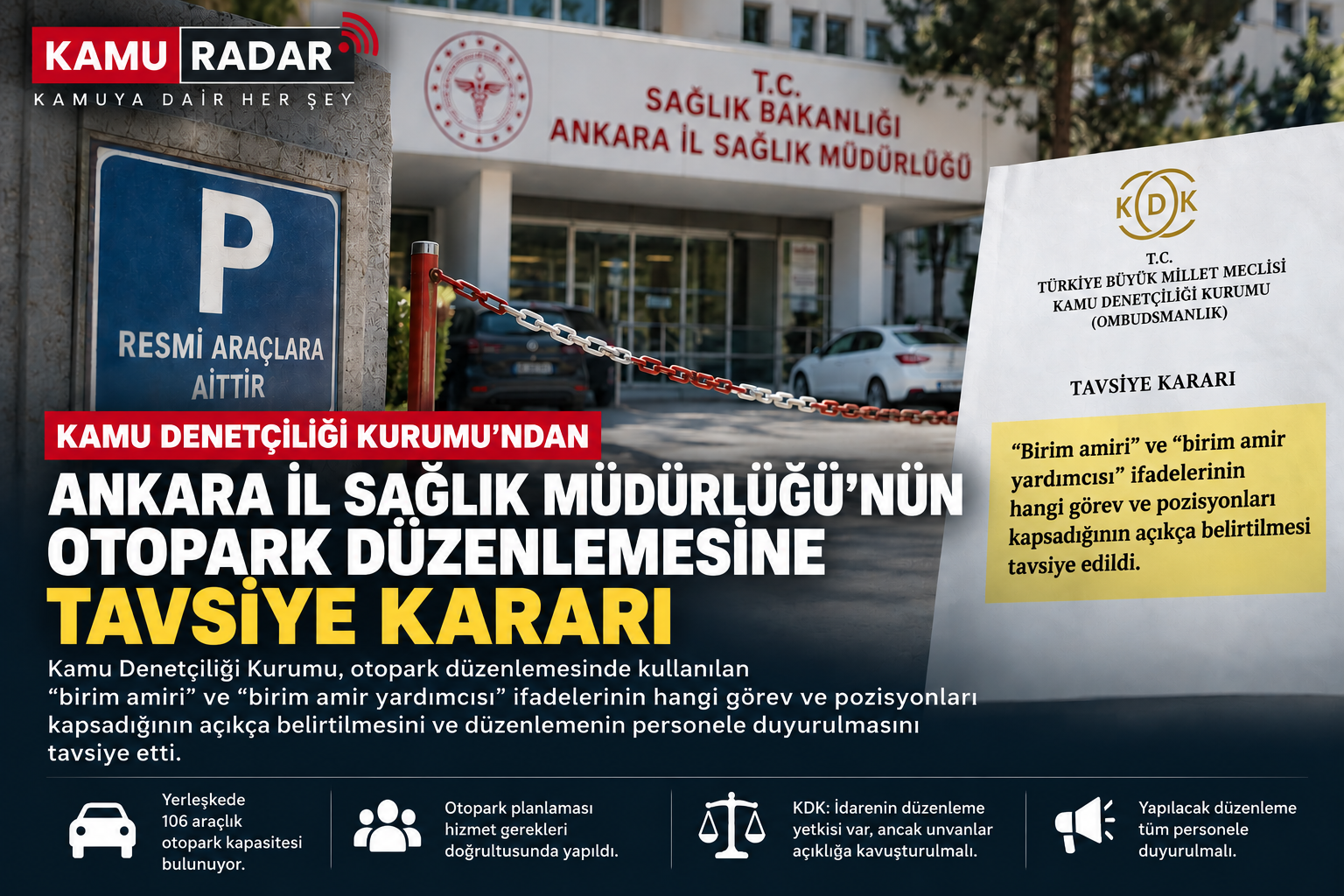 KDK’den Ankara İl Sağlık Müdürlüğünün otopark düzenlemesine ilişkin tavsiye kararı
